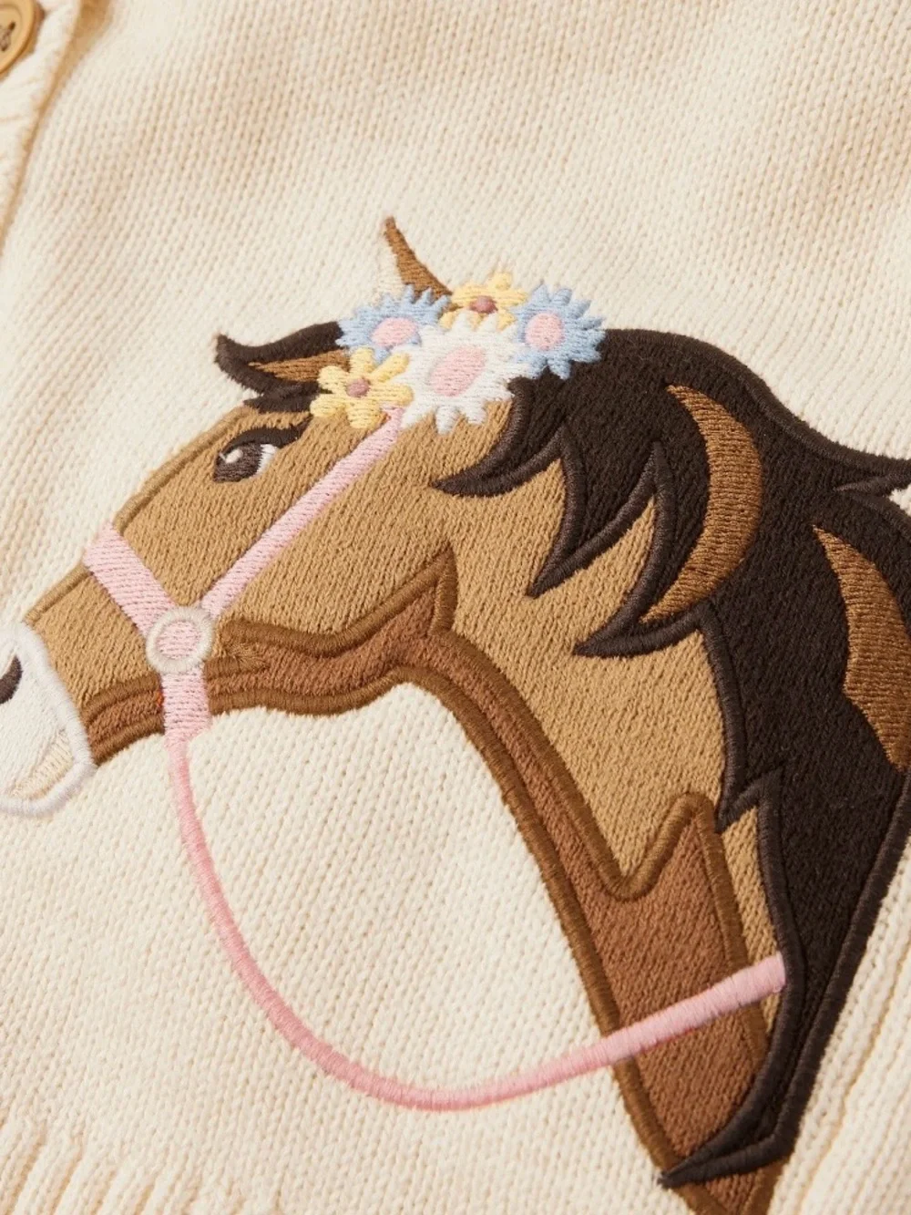 Gymboree Girls ‘Country Charm’ Off-White Horse Cardigan and Hair Clips Size 6